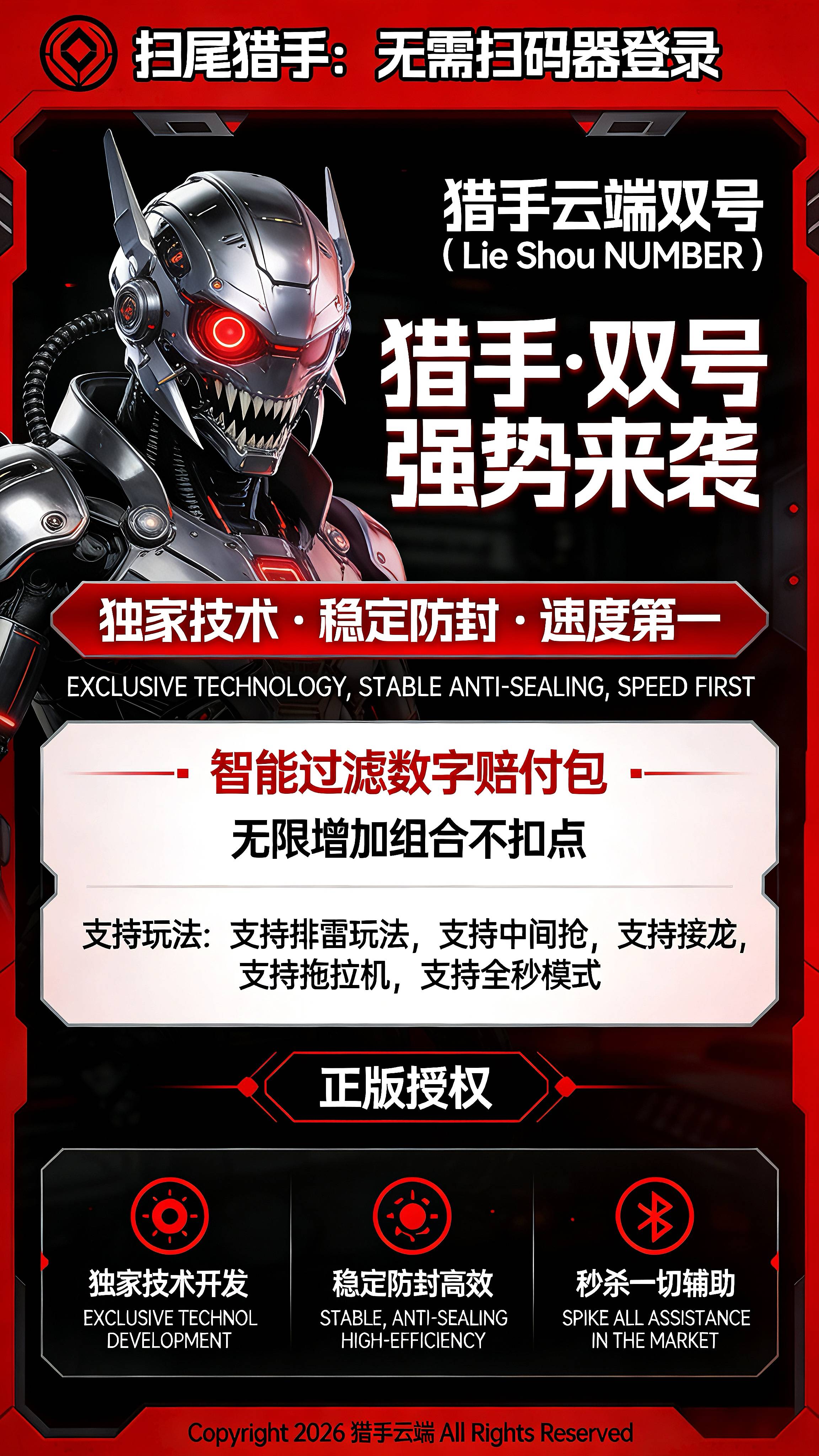 云端双号猎手,苹果安卓微信通用收尾,正版点数1500-3000-5000-10000点授权